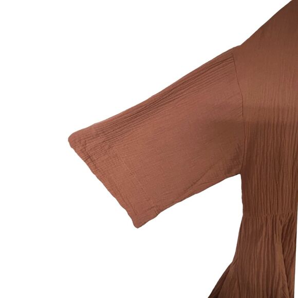 Anthropologie Entro Babydoll Mini Dress BOHO Keyhole Medium NEW Short Sleeves - Picture 5 of 9